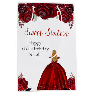 Blonde Prinzessin Rot Sweet Sixteen  Mittlere Geschenktüte
