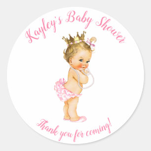 Blonde Prinzessin Vintage Personalisierter Gefalle Runder Aufkleber