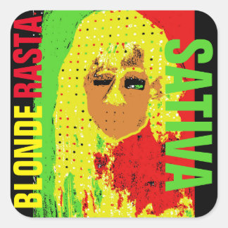 BLONDE RASTA SATIVA QUADRATISCHER AUFKLEBER