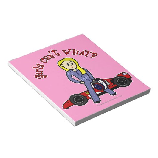 Blonde-Rennfahrer Notizblock (angewinkelt)