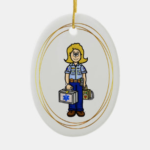 Blonde Rettungssanitäterin Weihnachtsbaumanhänger Keramik Ornament