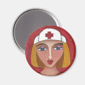 Blonde RN - Volkskunst-Krankenschwester / Pflegema Magnet (Vorderseite/Rückseite)