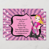 Blonde Rockstar-Mädchen-Geburtstags-Einladung Einladung (Vorne/Hinten)