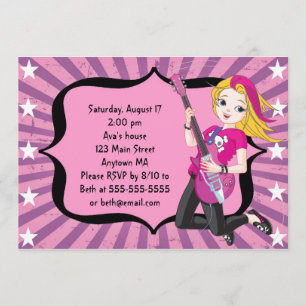 Blonde Rockstar-Mädchen-Geburtstags-Einladung Einladung