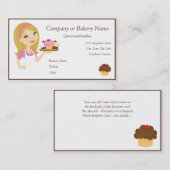 Blonde/rosa Cupcake Baker/Bäckerei 4 Visitenkarte (Vorne/Hinten)