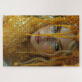Blonde Schöne Göttin in einem Honigwabenglühen Puzzle (Horizontal)