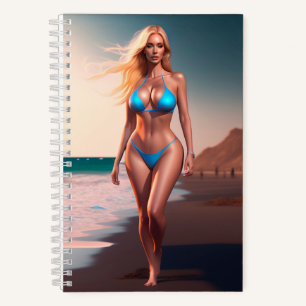 Blonde schöne Mädchen hendricks wandeln Notebook Notizblock