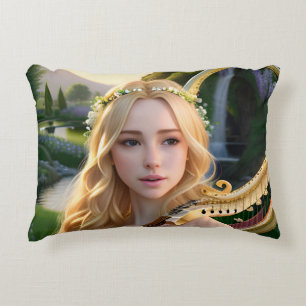 Blonde Schöne Maus spielen Harfe Dekokissen