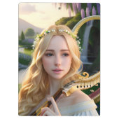 Blonde Schöne Maus spielen Harfe Klemmbrett (Rückseite)