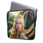 Blonde Schöne Maus spielen Harfe Laptopschutzhülle (Vorderseite Links)