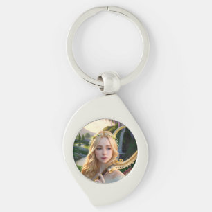 Blonde Schöne Maus spielen Harfe Schlüsselanhänger