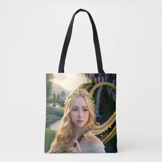 Blonde Schöne Maus spielen Harfe Tasche (Vorderseite)