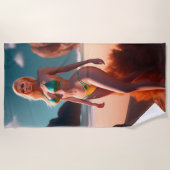 Blonde schönes Mädchen posiert Strandtuch (Vorderseite)