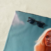 Blonde schönes Mädchen posiert Strandtuch (Beispiel)