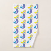 Blonde Schwimmen Meerjungfrau Lila Schwanz Meer Badhandtuch Set (Handtuch)
