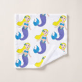 Blonde Schwimmen Meerjungfrau Lila Schwanz Meer Badhandtuch Set (Waschlappen)