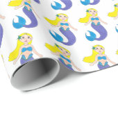 Blonde Schwimmen Meerjungfrau Lila Schwanz Meer Geschenkpapier (Rolleneckpunkt)