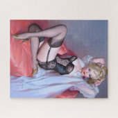 Blonde sitzend Button oben Puzzle (Horizontal)