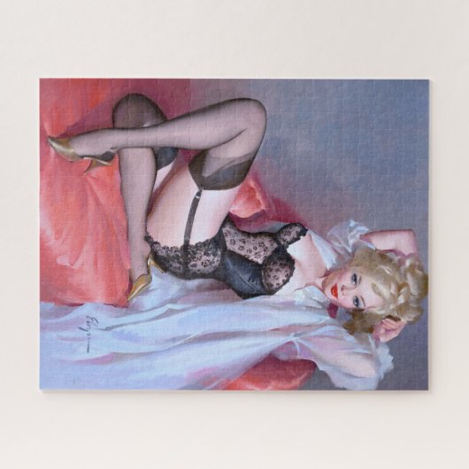 Blonde sitzend Button oben Puzzle (Horizontal)