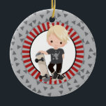 Blonde Skateboard Boy Keramik Ornament<br><div class="desc">This design Feys hat Blonde Boy with His Skateboard. Wir sind cool gray and red background.</div>