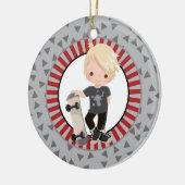 Blonde Skateboard Boy Keramik Ornament (Links)