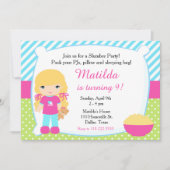 Blonde Sleepover Slumber Party Geburtstag Einladung (Vorderseite)