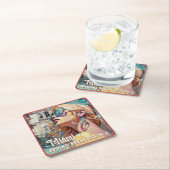 Blonde Sonnenbrille Miami Resort Pool Wasserfarben Rechteckiger Pappuntersetzer (Vor Ort)