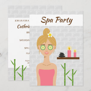 Blonde-Spa-Mädchen-Illustration Spa-Tag Brautparty Einladung