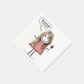 Blonde Stick Figure Girl With Wine Glass Serviette (Ecke)