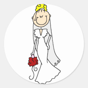 Blonde Strichmännchen-Braut Aufkleber