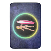 Blonde Surfer Teenage Girl Galaxy Badematte (Vorderseite Vertikal)