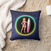 Blonde Surfer Teenage Girl Galaxy Kissen (Decke)