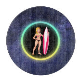 Blonde Surfer Teenage Girl Galaxy Schneidebrett (Vorderseite)