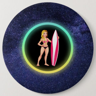 Blonde Surfer-Teenager-Galaxie    Button
