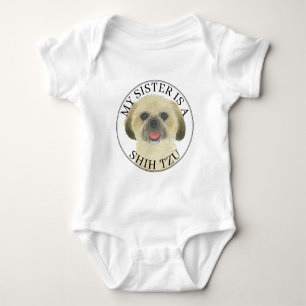 Blonde Tan Golden Shih Tzu Big Sister Baby Strampler