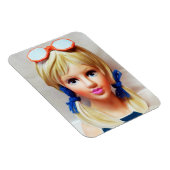 Blonde Teen Lady Head Vase Sonnenbrille Pigtails Magnet (Rechte Seite)