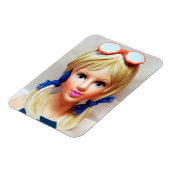 Blonde Teen Lady Head Vase Sonnenbrille Pigtails Magnet (Linke Seite)