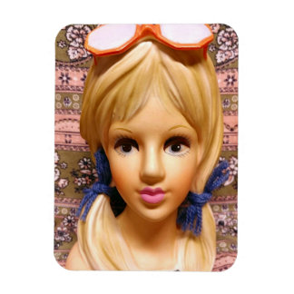Blonde Teen Lady Head Vase Sonnenbrille Pigtails Magnet