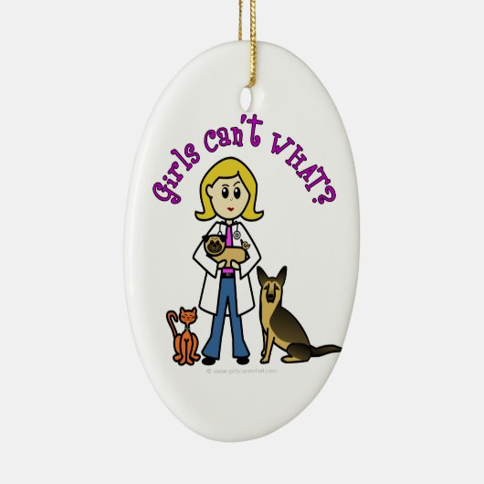 Blonde Tierärztin Keramik Ornament (Rechts)