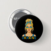 Blonde ukrainische Mädchen Ukraine-Flagge Ukrainis Button (Vorne & Hinten)