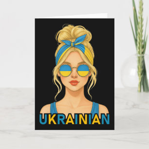 Blonde ukrainische Mädchen Ukraine-Flagge Ukrainis Karte