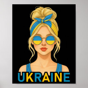 Blonde ukrainische Mädchen Ukraine-Flagge Ukrainis Poster