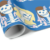 Blonde und Brünette Skelettfrauen Geschenkpapier (Rolleneckpunkt)