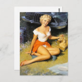 Blonde und Welpe-Button nach oben Postkarte (Vorne/Hinten)