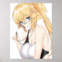 Blonde Waifu mit Brille