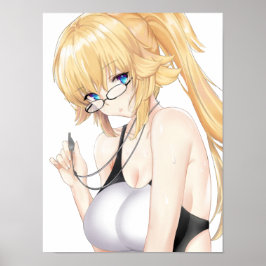 Blonde Waifu mit Brille Poster