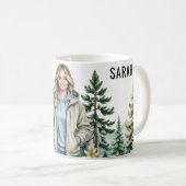 Blonde Wanderer im Wald - Personalisierter Adve im Kaffeetasse (VorderseiteRechts)
