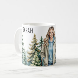 Blonde Wanderer im Wald - Personalisierter Adve im Kaffeetasse