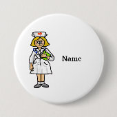 Blonde Weibliche Krankenschwester Button Add Name! (Vorderseite)