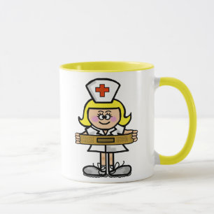 Blonde weibliche Krankenschwester-Tasse fertigen Tasse